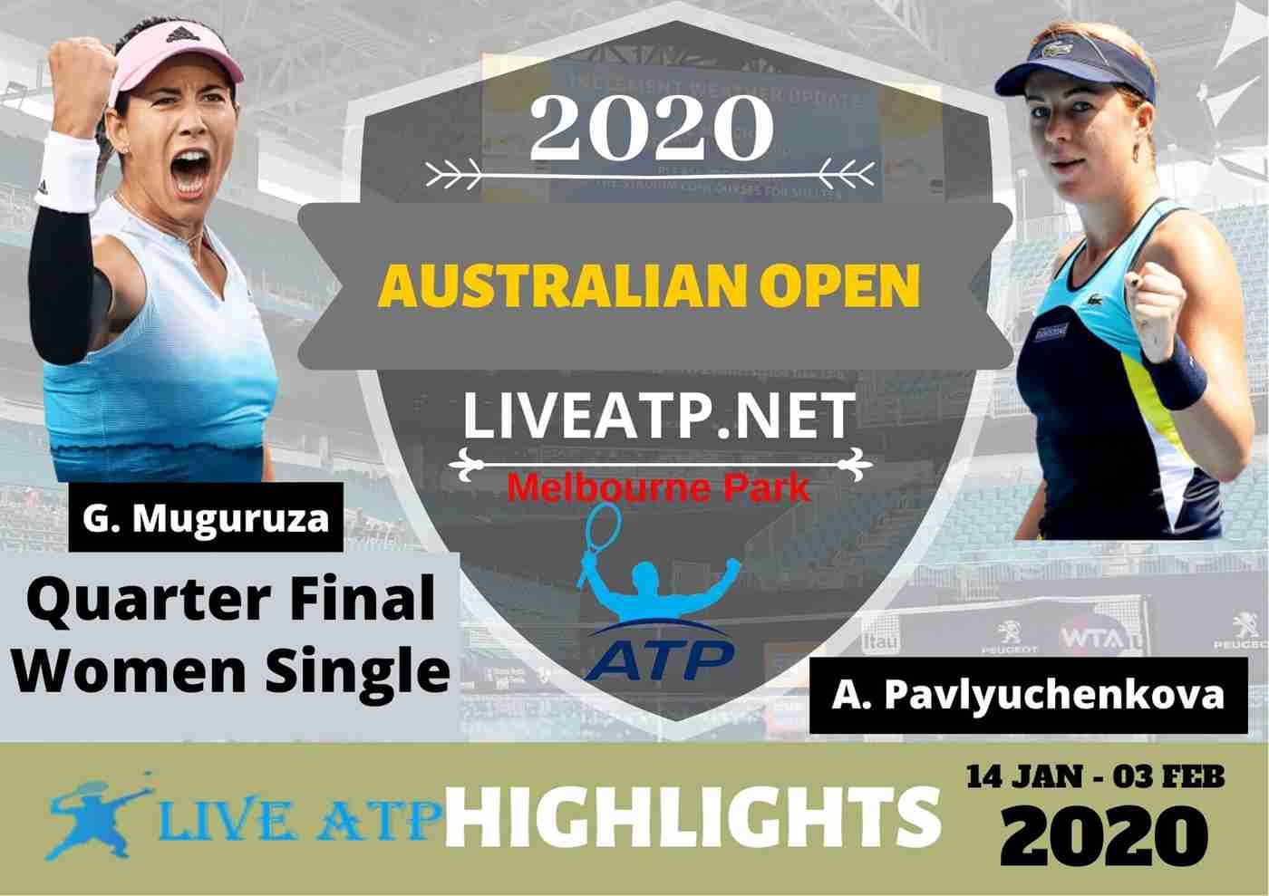 Aus Open G Muguruza Vs A Pavlyuchenkova Highlights 2020 QuarterFinal