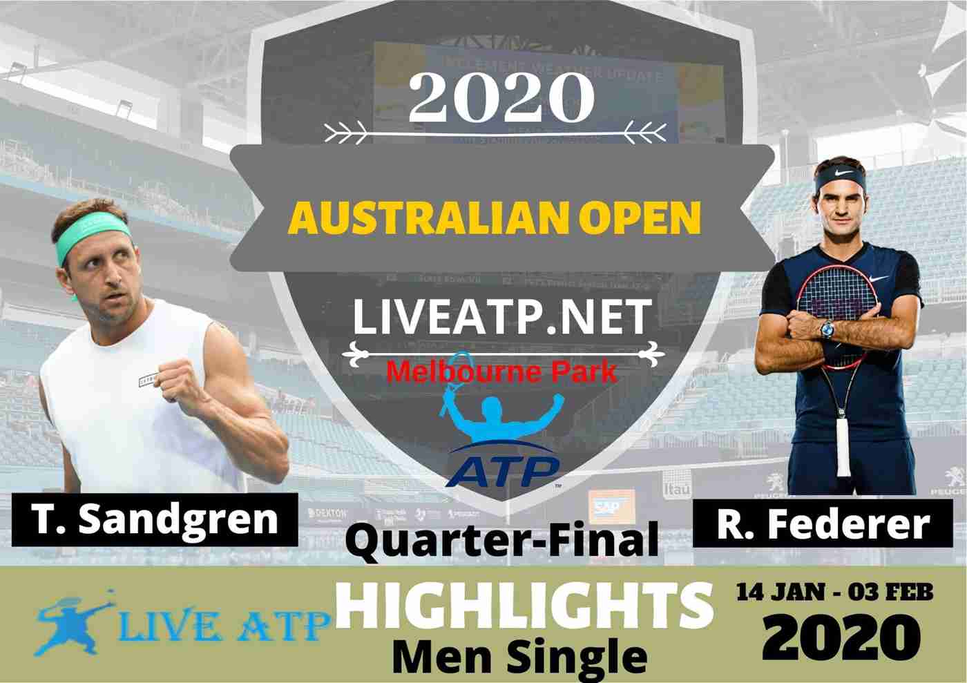 Aus Open T Sandgren Vs R Federer Highlights 2020 Quarter Final